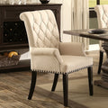 Decorative Rolled Button Tufted Arm Chair With Nailhead Trim