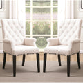 Decorative Rolled Button Tufted Arm Chair With Nailhead Trim