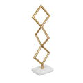 Decorative Stacked Diamond Sculpture White Marble Base 14 Inch Gold