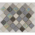 Decorative Stone Accent 2 Inch Baroque Mosaic Tile In Gris Et Blanc 12.75X12