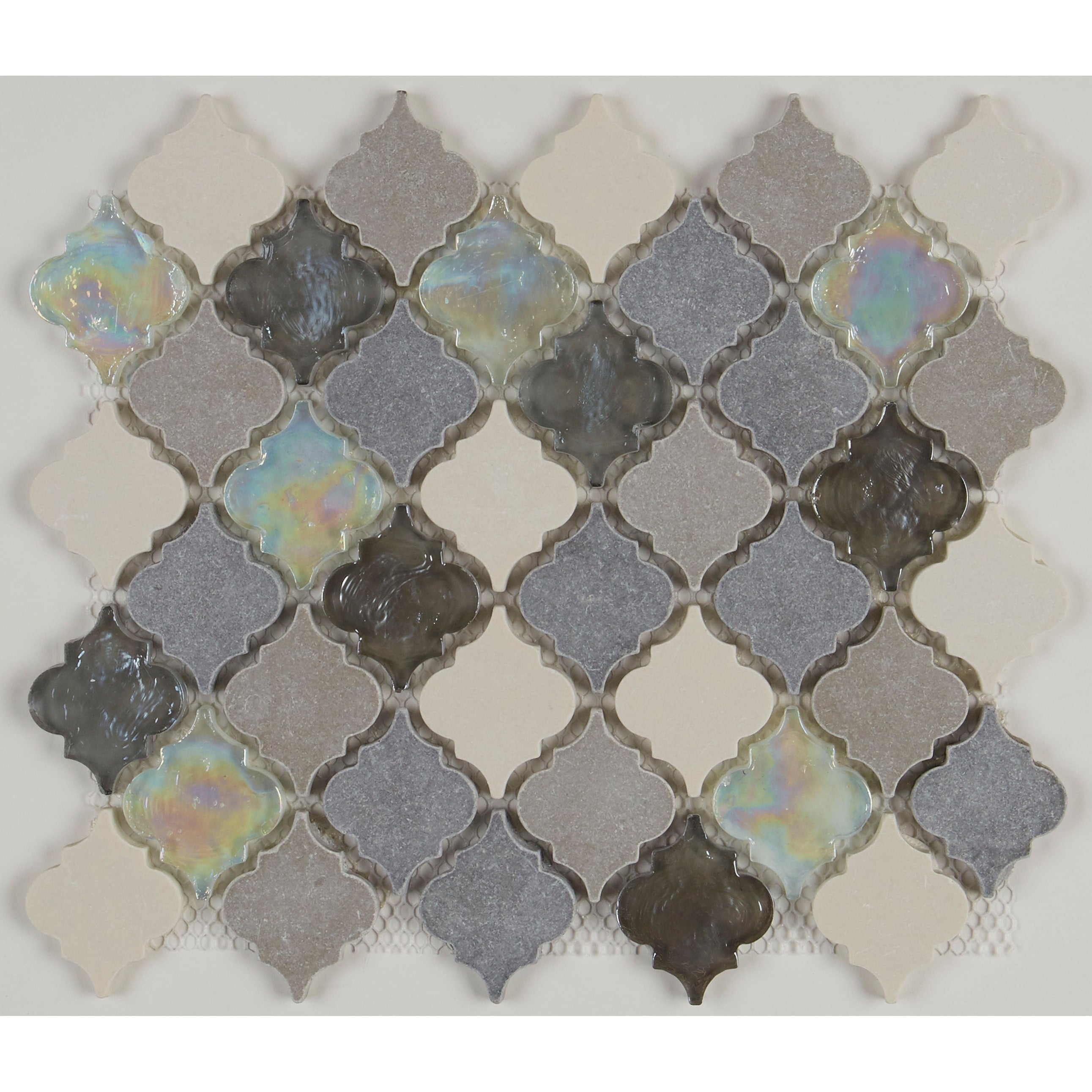 Decorative Stone Accent 2 Inch Baroque Mosaic Tile In Gris Et Blanc 12.75X12