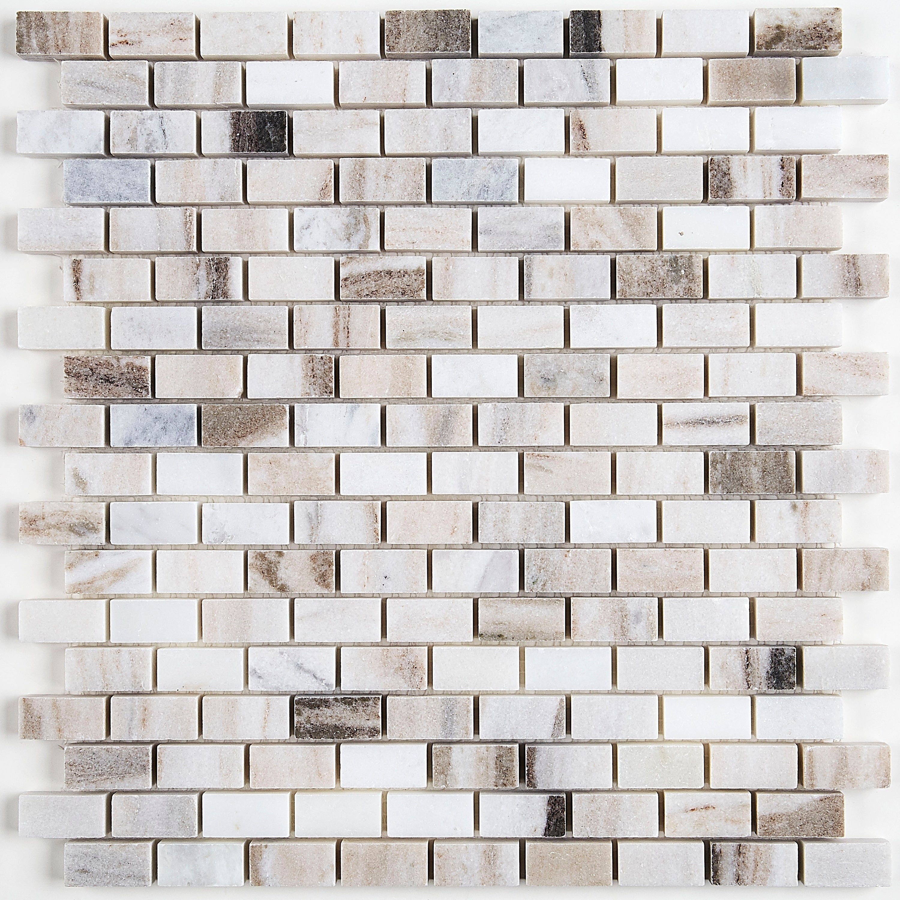 Decorative Stone Accent 5 8X1 Inch Brick Joint Mosaic Tile In Panaro Blend 12.75X12