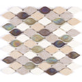 Decorative Stone Accent Rain Drop Stone And Glass Mosaic Tile In Blanc Et Beige 12X13