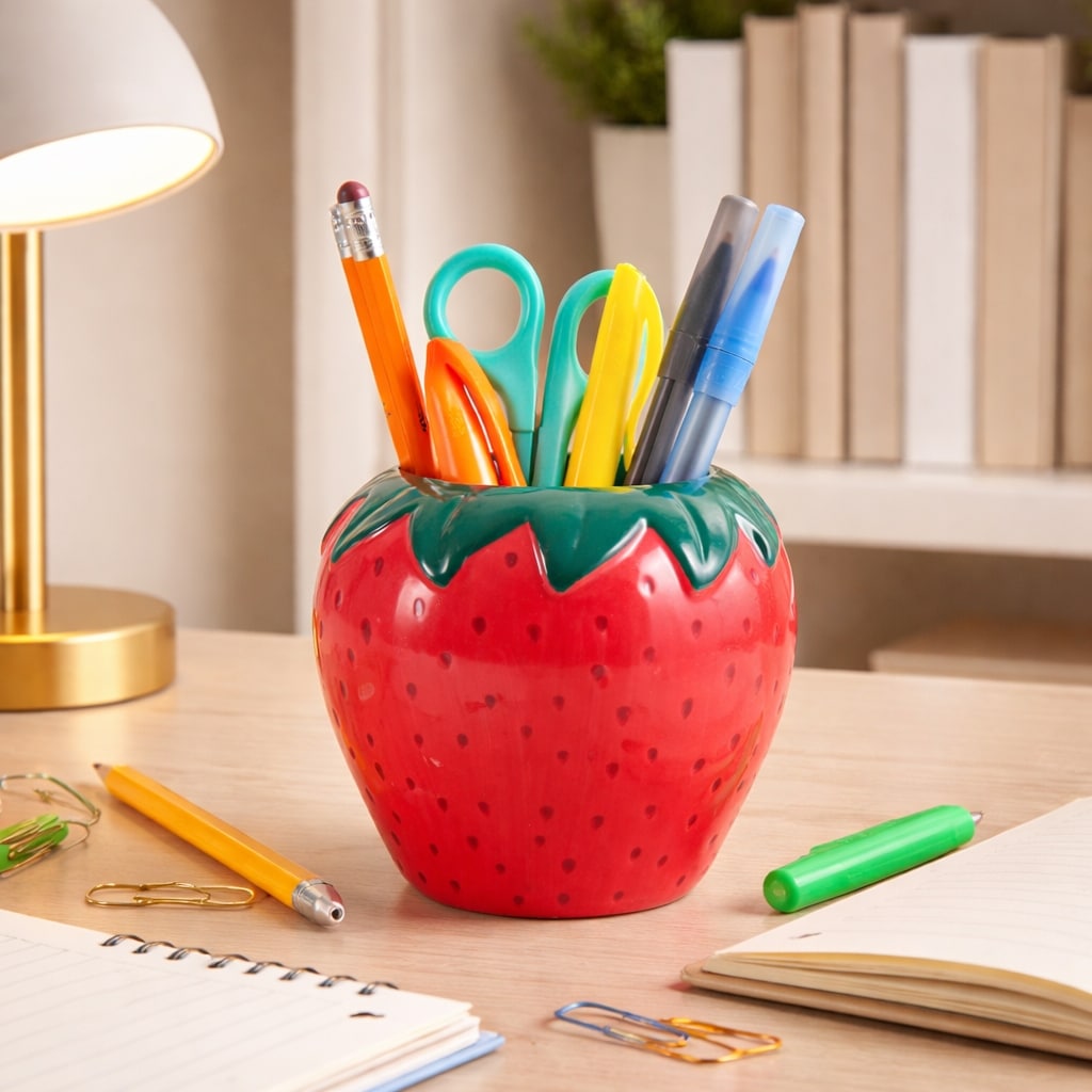 Decorative Strawberry Pencil Cup Storage 4 Red 4.0