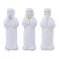 Decorative Wise Monk Sculptures Set Of 3 Matte White Resin Statue