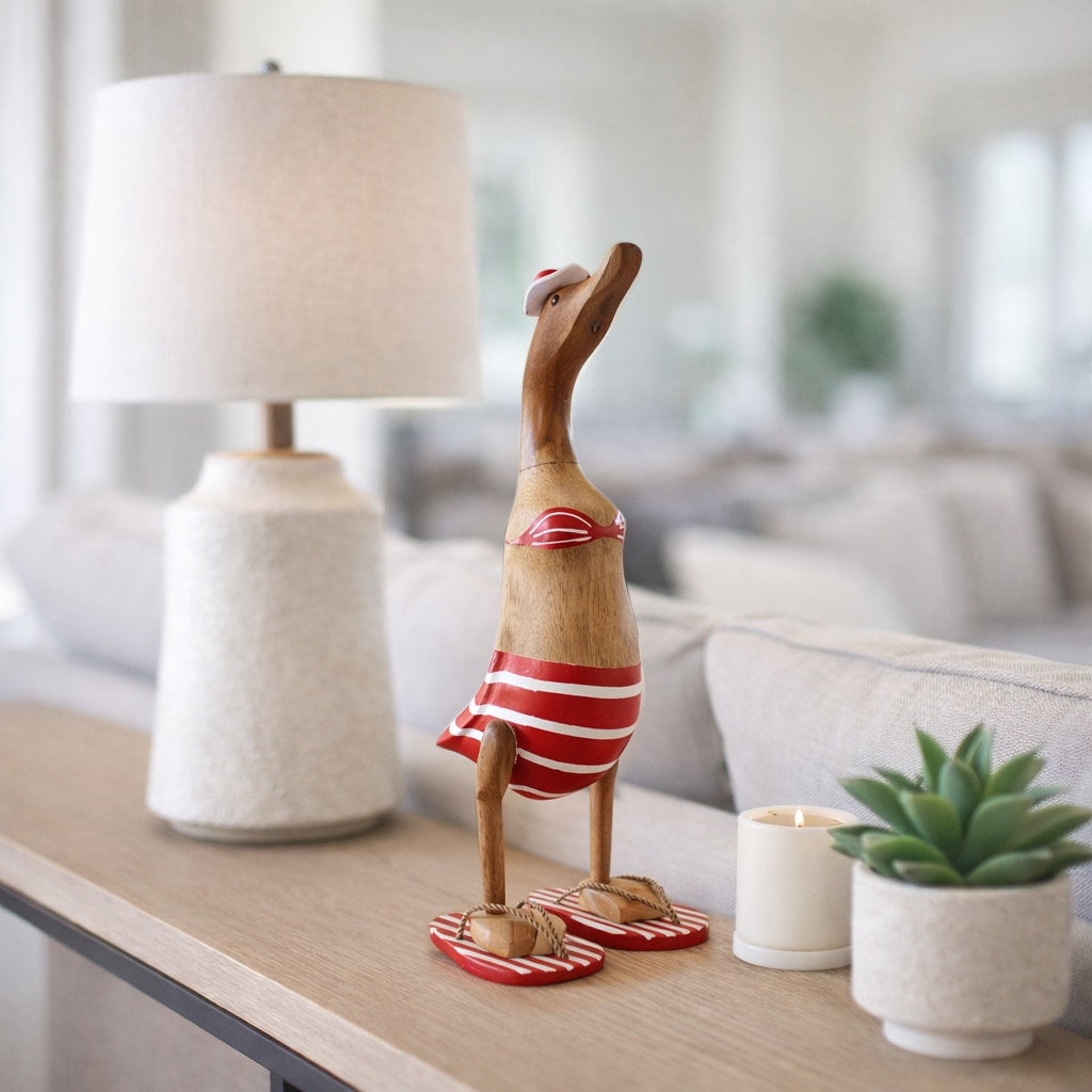 Decorative Wooden Bikini Duck Figurine Sculpture 16.0