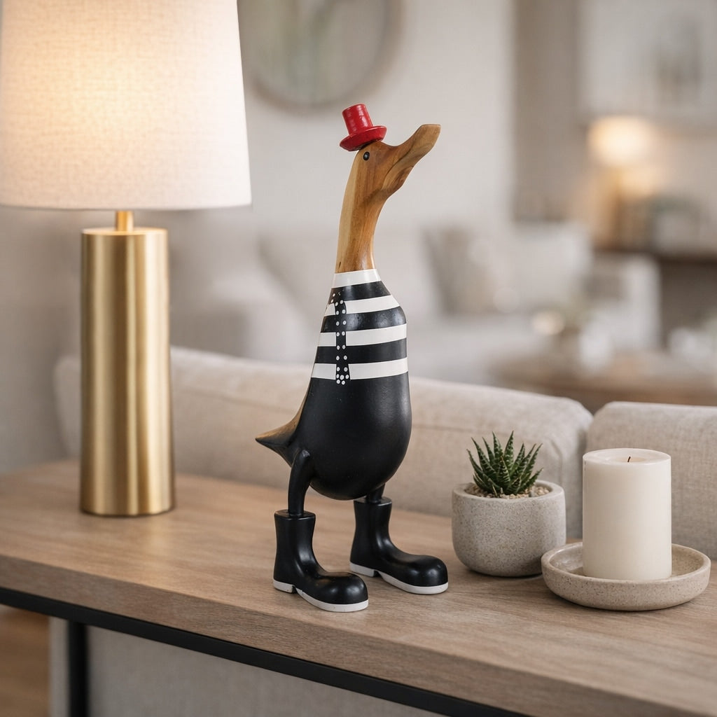 Decorative Wooden Duck Figurine Sculpture 16.0