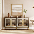 Deep Sideboard Cabinet With Leather Texture Glass Door