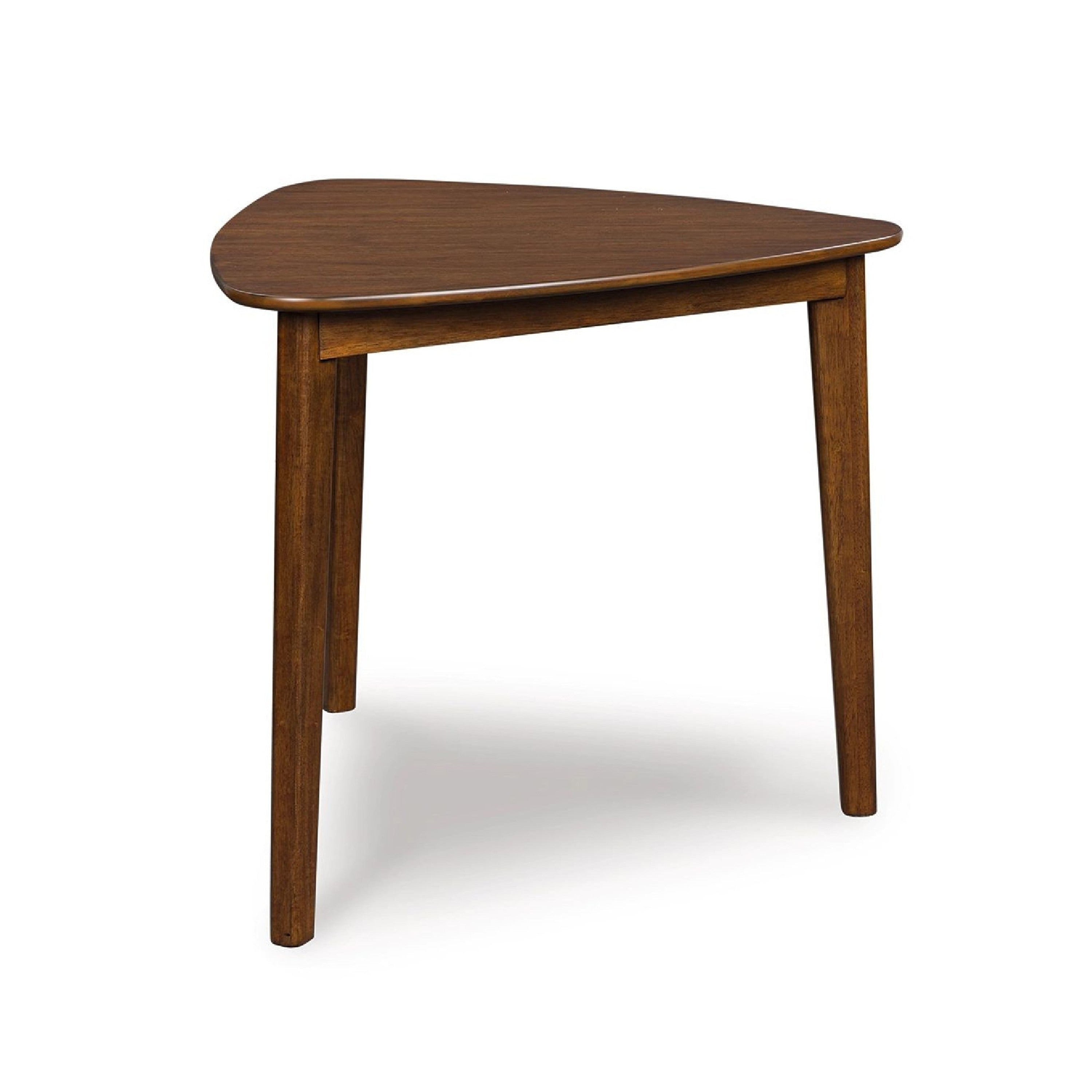 Dela Breakfast Dining Table 35 Inch Triangular Top 3 Legs Medium Brown