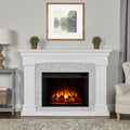 Deland Grand Electric Fireplace In White By Real Flame