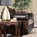 Furniture Of America Delane Traditional Chenille Fabric And Faux Leather Brown Loveseat