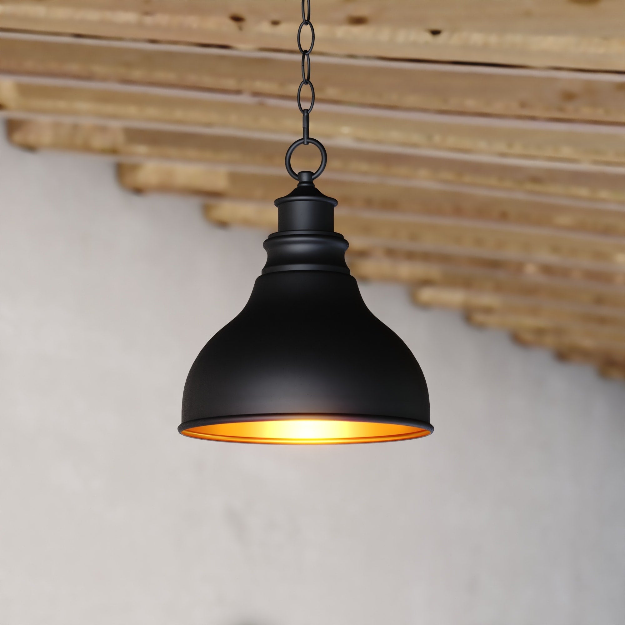 Delano 1 Light Bronze Gold Farmhouse Outdoor Barn Dome Pendant 11 In W X 13 In H X 11 In D