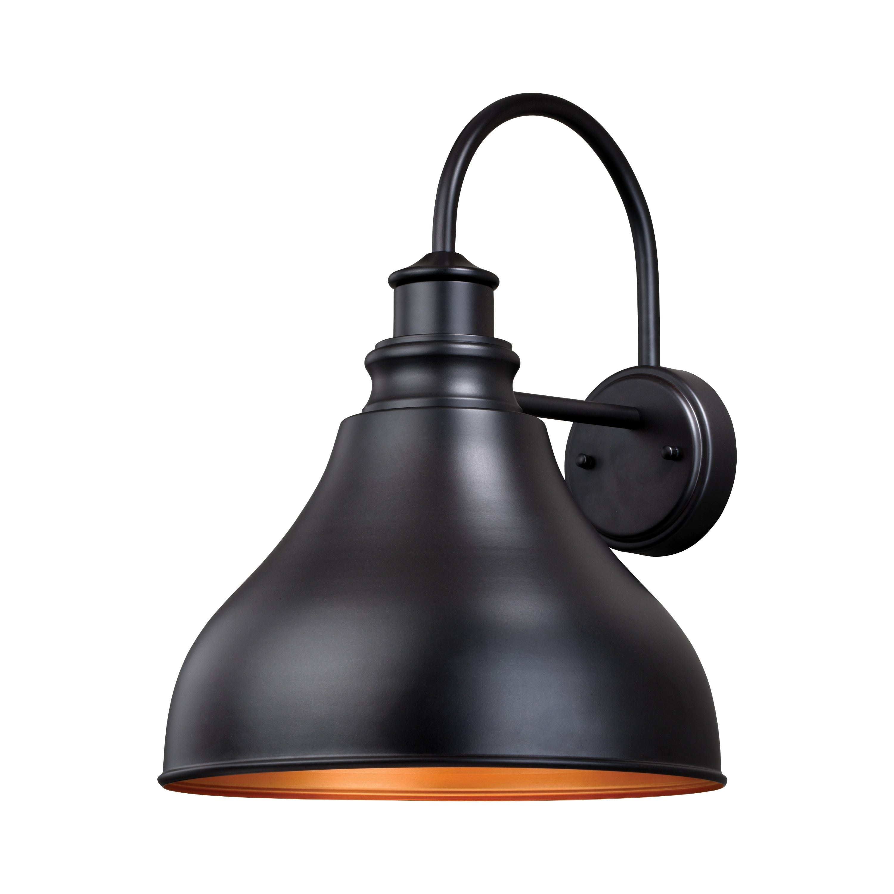 Delano 1 Light Dusk To Dawn Bronze Gold Farmhouse Barn Dome Outdoor Wall Lantern 13 In W X 17 In H X 15 In D