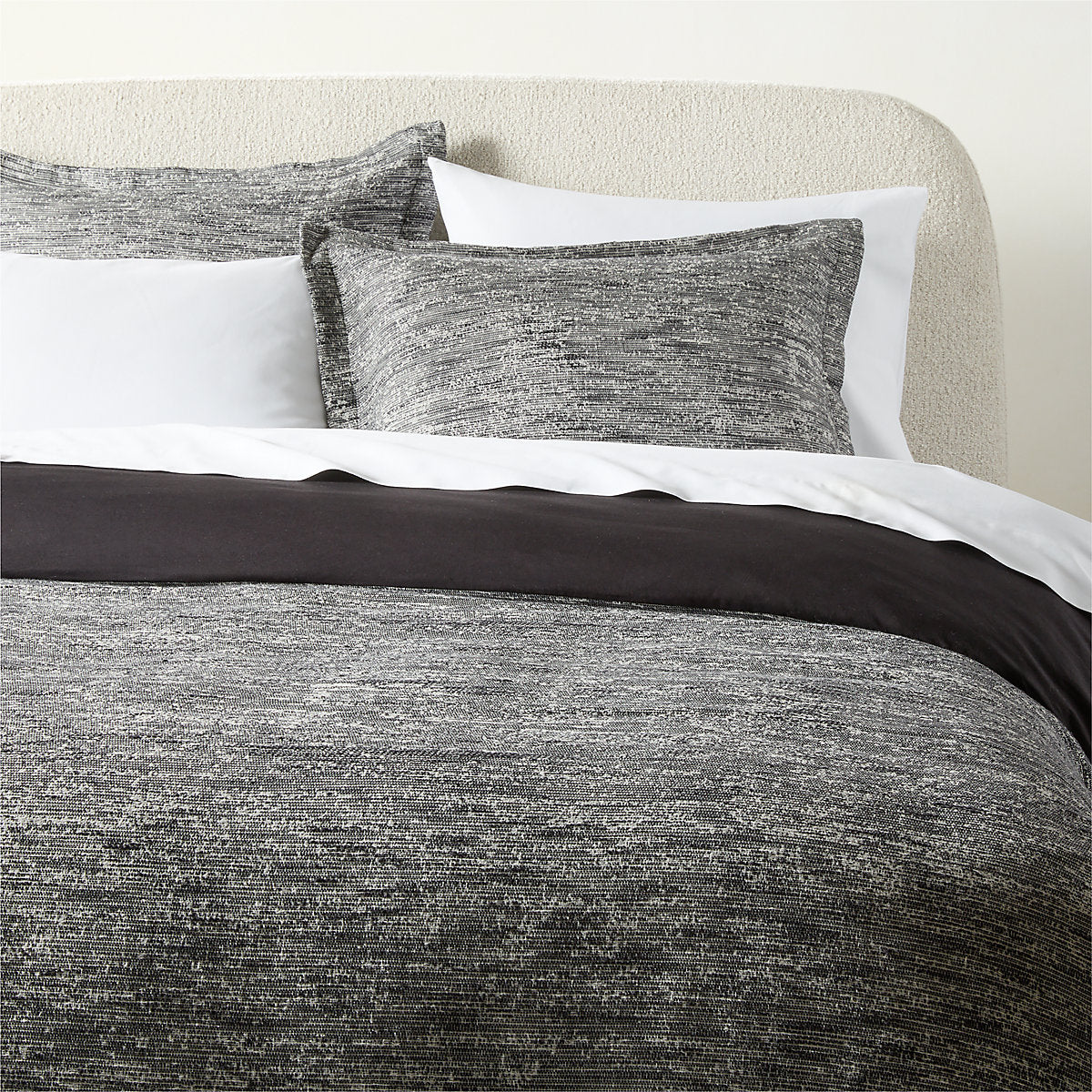 Delano Black and White Linen and Cotton Standard Shams Set of 2