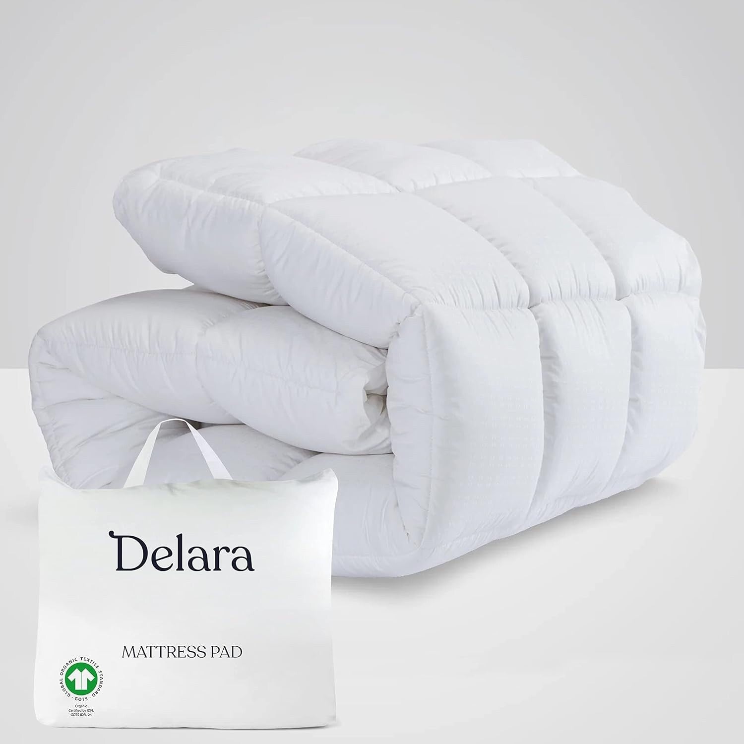 Down Alternative Organic Cotton Shell Mattress Pad Protector White