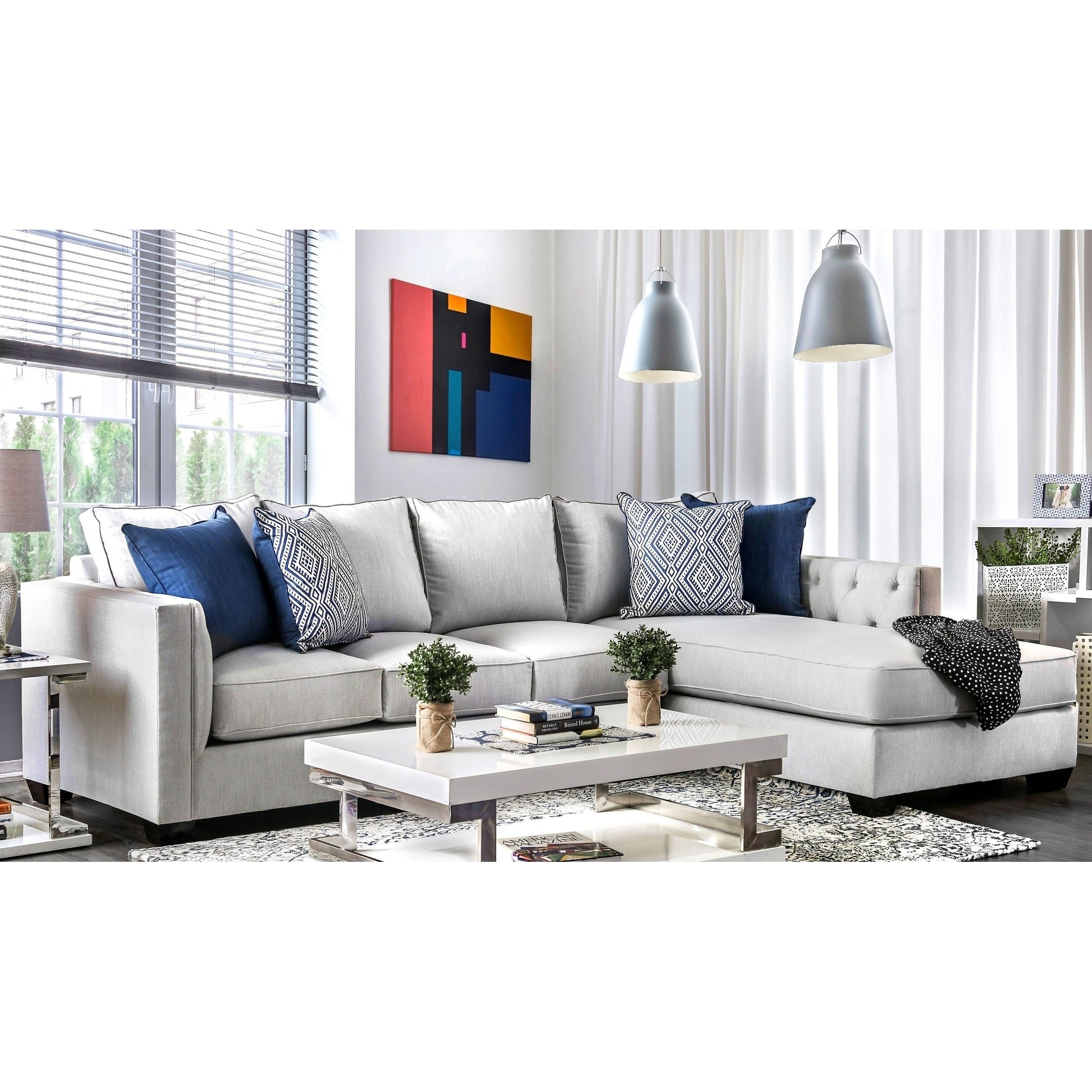 Delerd Contemporary Light Grey 2 Piece Sectional By Foa
