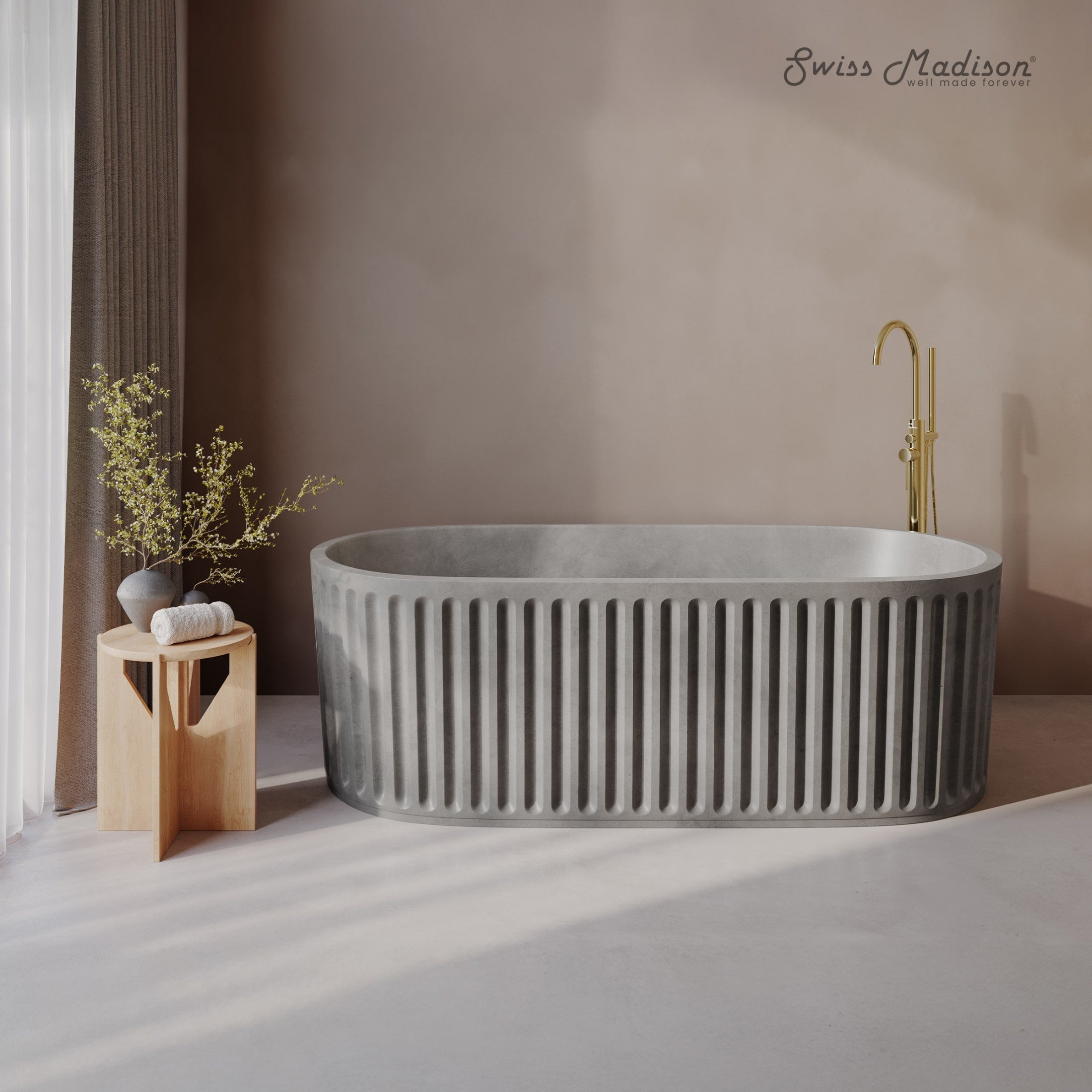Delice 67 Freestandingconcretebathtub In Gray Drain Included