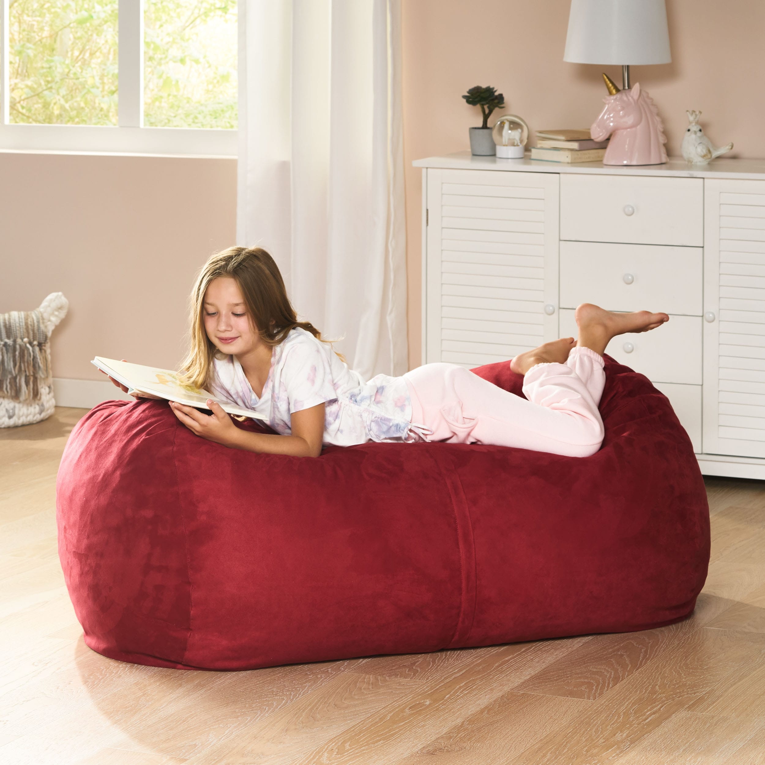 Delilah Fabric 4 Foot Lounge Beanbag Chair By Christopher Knight Home