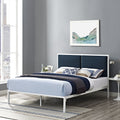 Della Fabric Bed In White Azure