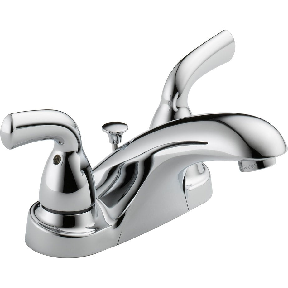 Delta B2510Lf Ppu Foundations Double Handle Bathroom Faucet S And Plastic Pop Up Drain Low Lead Compliant Chrome