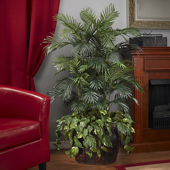 Deluxe 4.5 Foot Double Areca Vase And Pothos