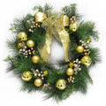 Deluxe Gold Ornament Bell Berry Pine Wreath 24In 24 L X 24 W X 6 Dp