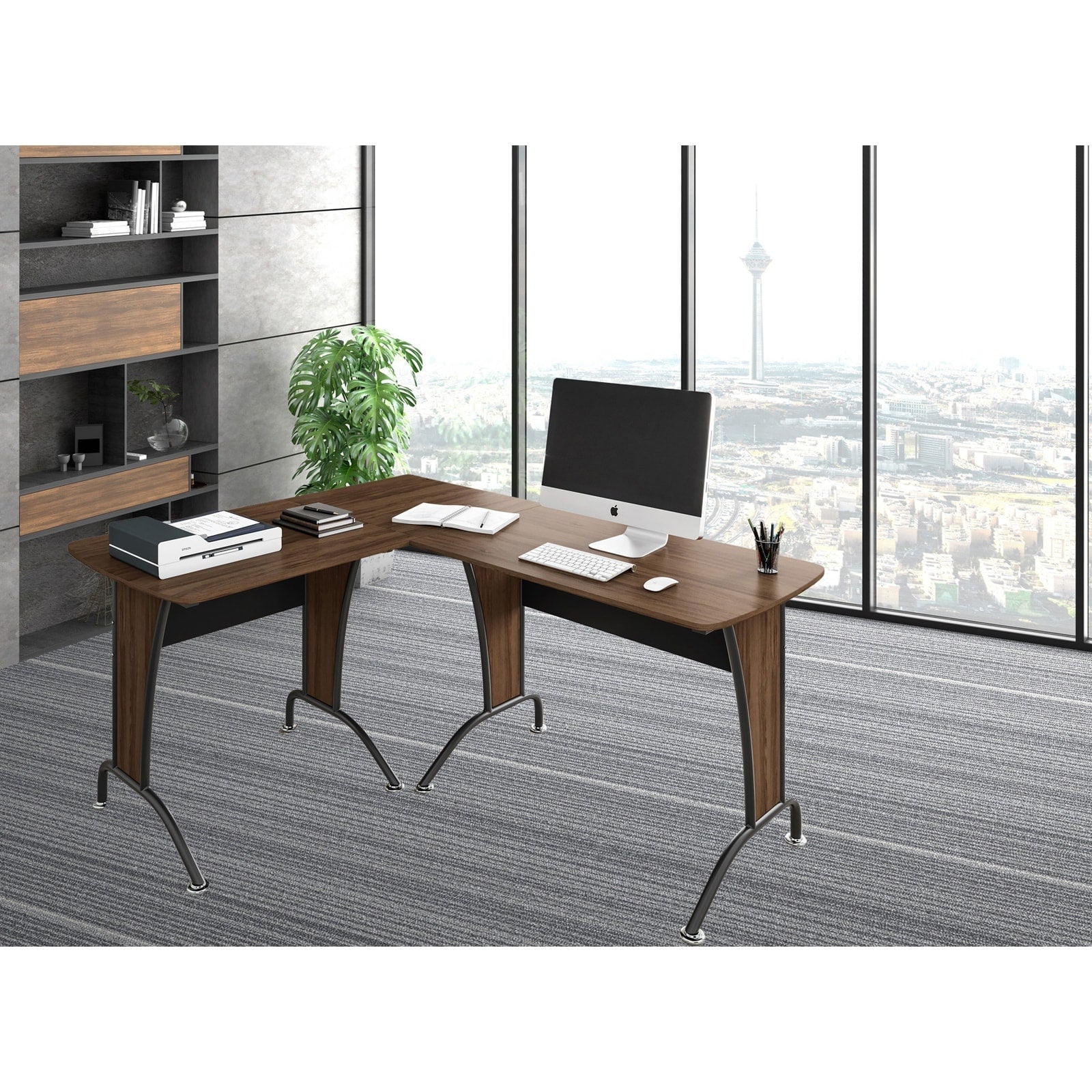 Deluxe Loft Style L Shaped Computer Desk