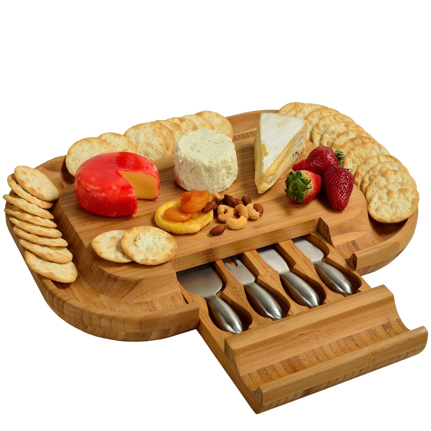 Deluxe Malvern Bamboo Cheese Board With Stainless Steel Tools