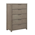 Delv Tall Dresser Chest 5 Drawers Chrome Edge Pulls Light Gray Oak