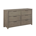 Dely Wide Dresser 6 Drawers Chrome Edge Handles Modern Rustic Gray