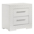 Dema 2 Drawer Nightstand High Gloss White Textured Trim