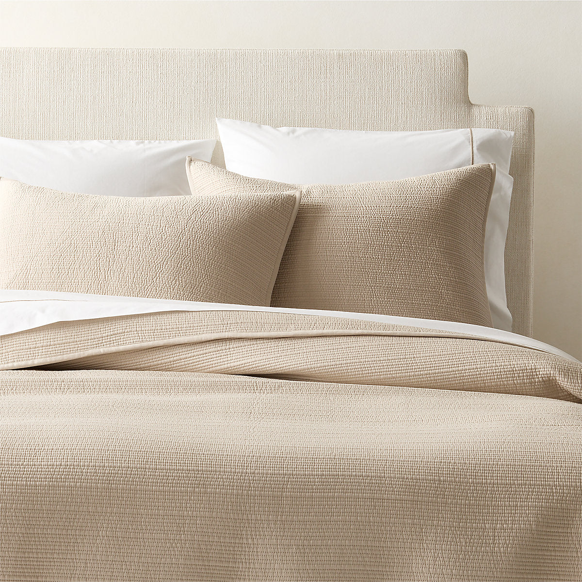 Demar Organic Cotton Sateen Light Taupe Standard Pillow Shams Set of 2