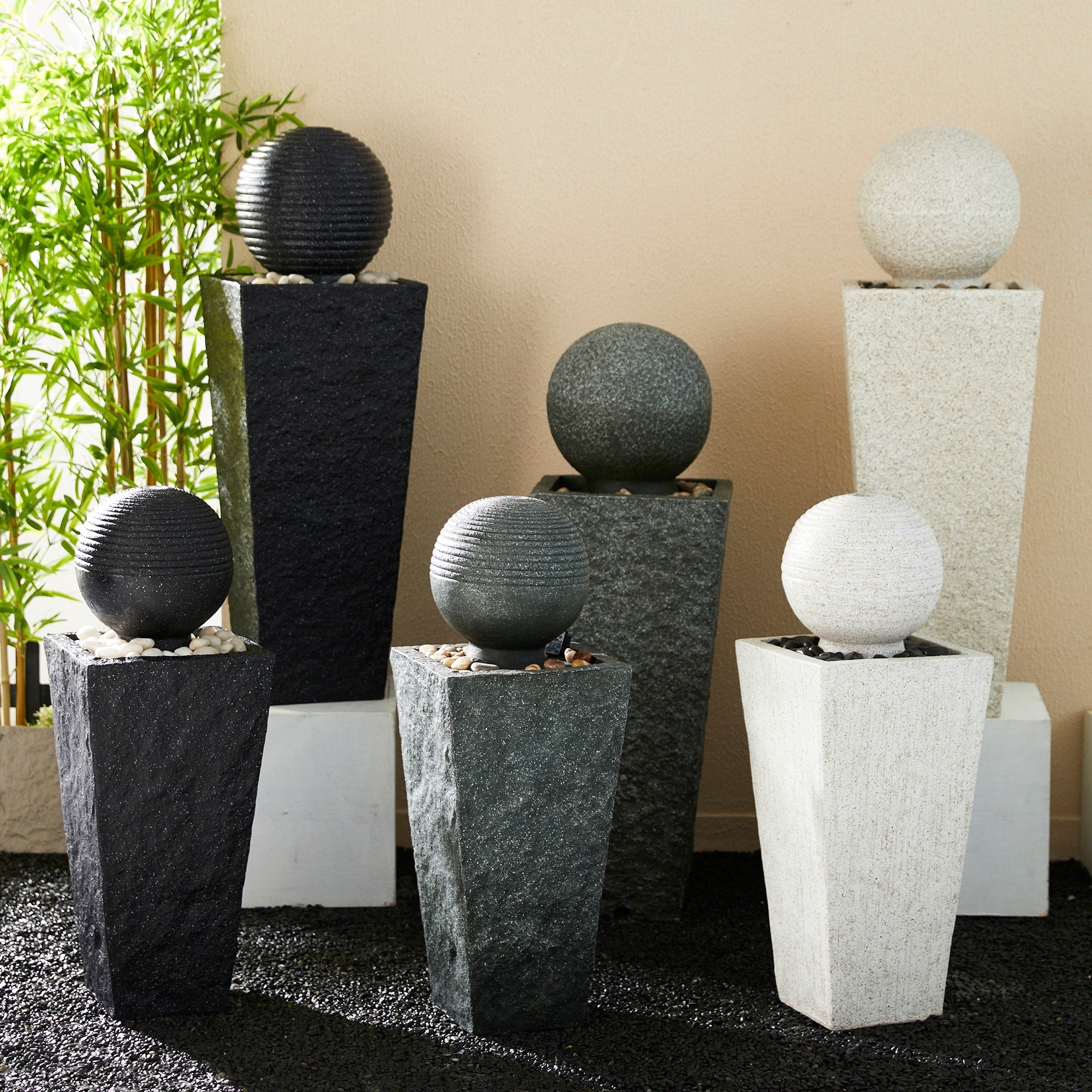 Havenside Home Demta 32 Inch Polyresin Floating Sphere Fountain With Led Light