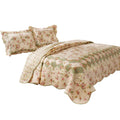 Denali 3 Piece Fabric King Size Quilt Set With Floral Prints Multicolor