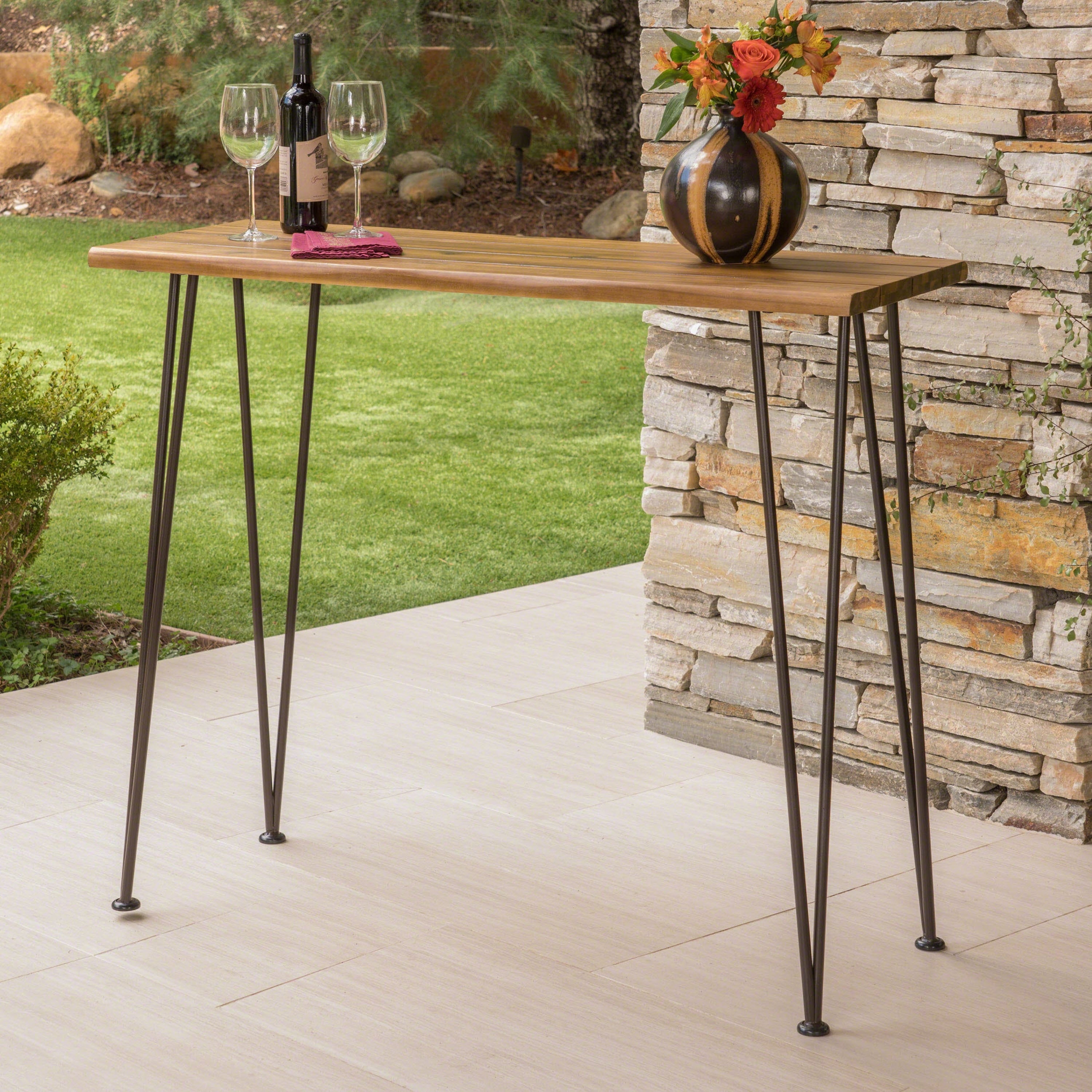 Denali Outdoor Industrial Rectangle Bar Table By Christopher Knight Home