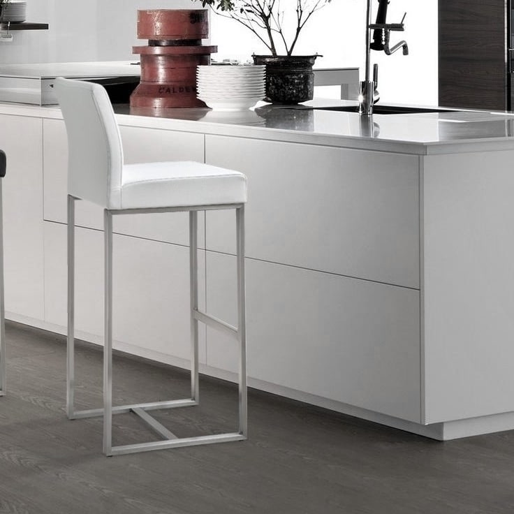 Denmark White Stainless Steel Counter Stools Set Of 2