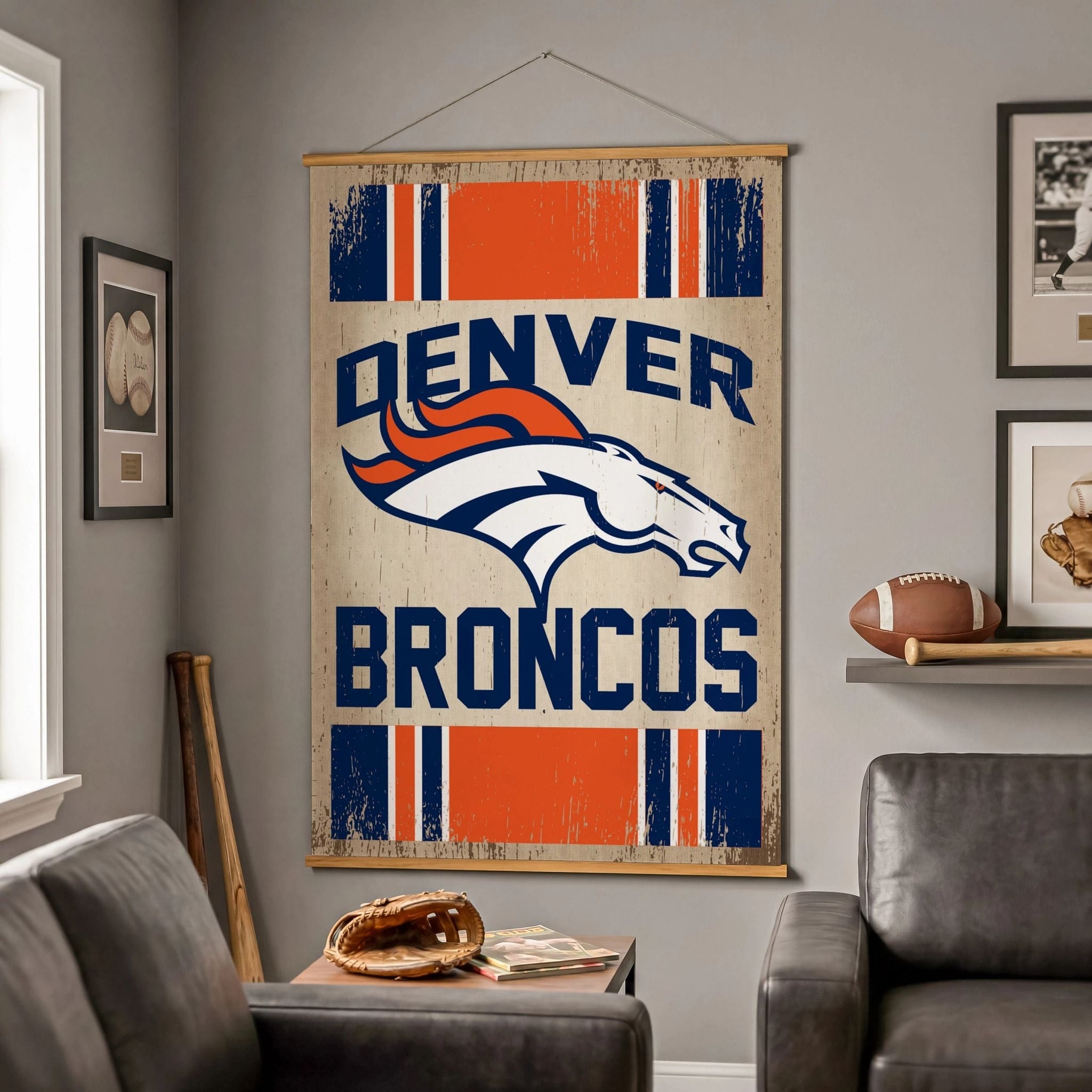 Denver Broncos Canvas Wall Tapestry