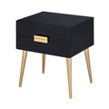 Denvor Square End Table With Drawers Black Gold