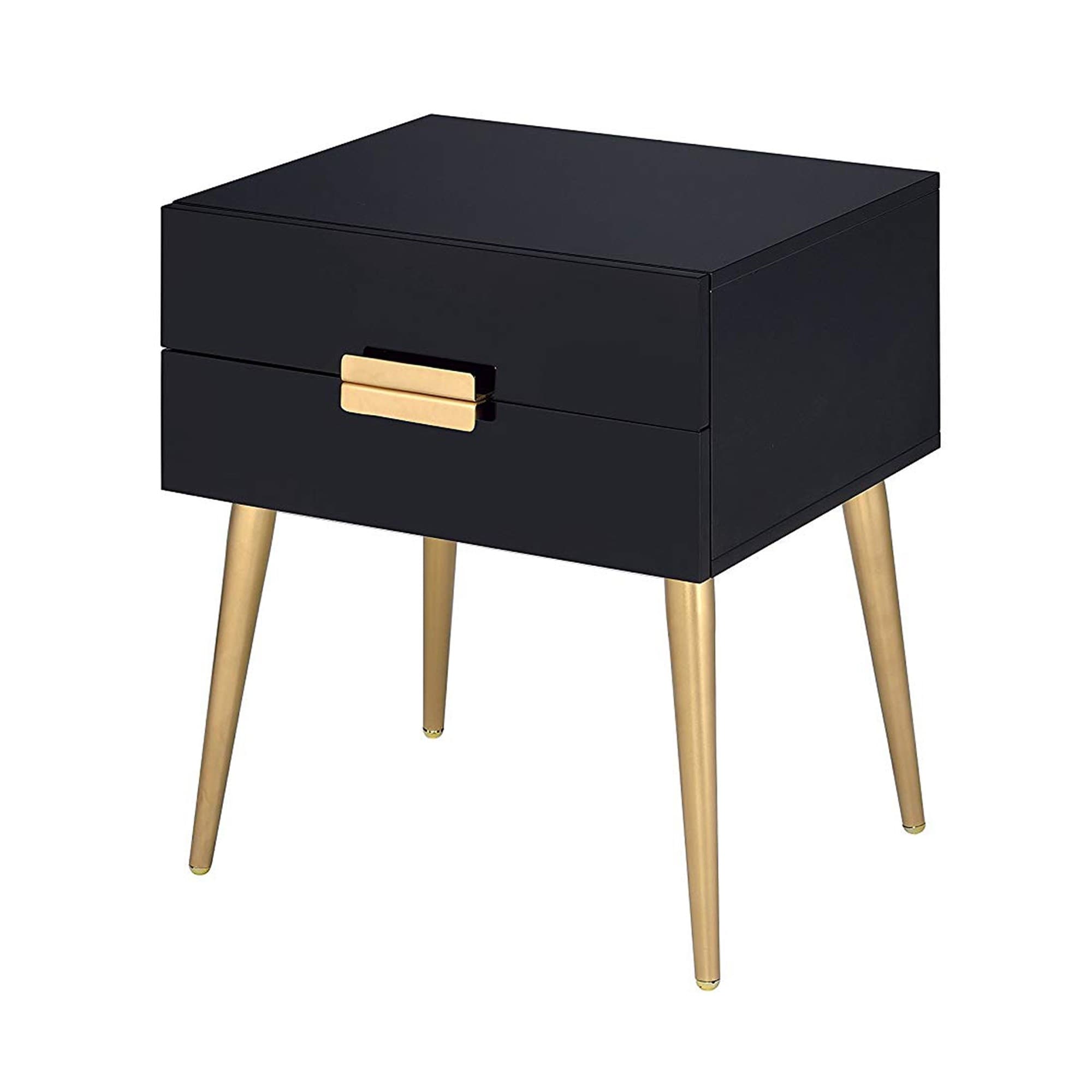 Denvor Square End Table With Drawers Black Gold