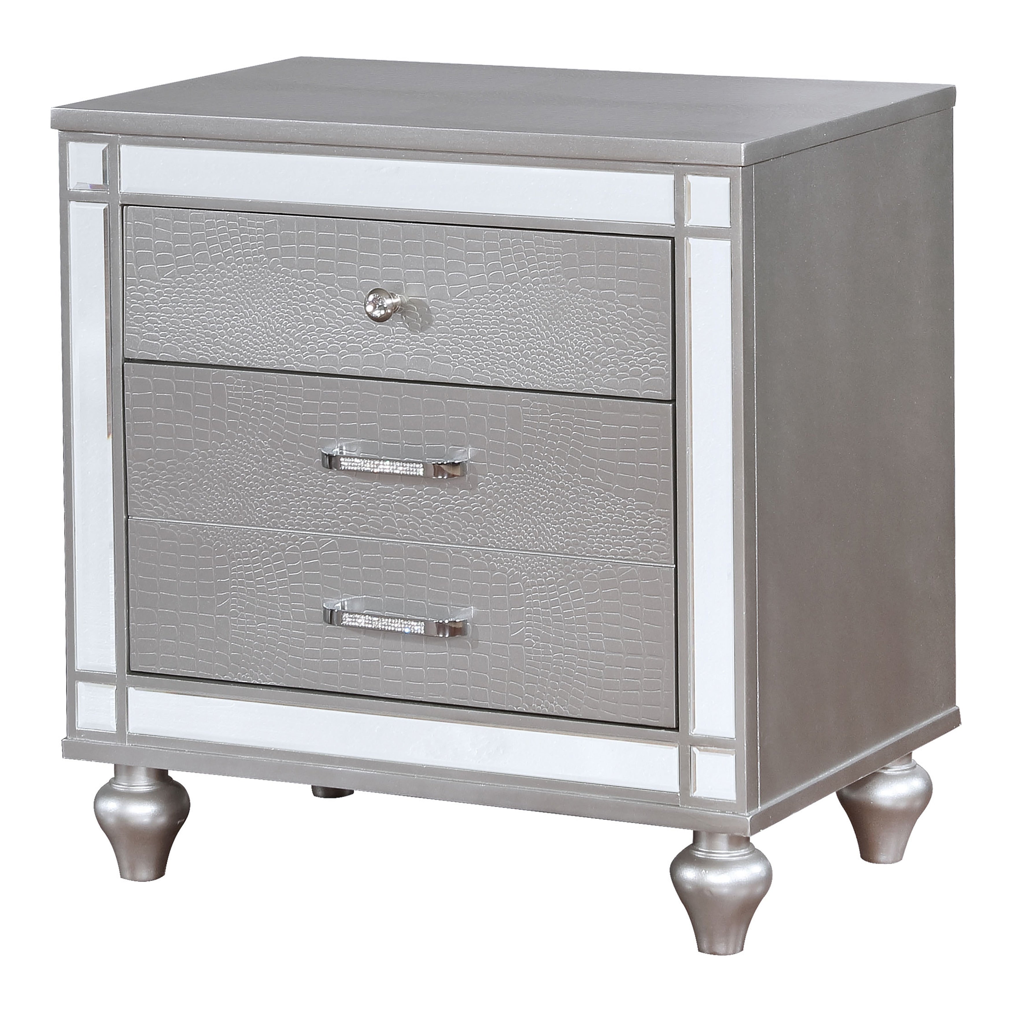 Petra Contemporary Crocodile Textured 3 Drawer Nightstand By Foa