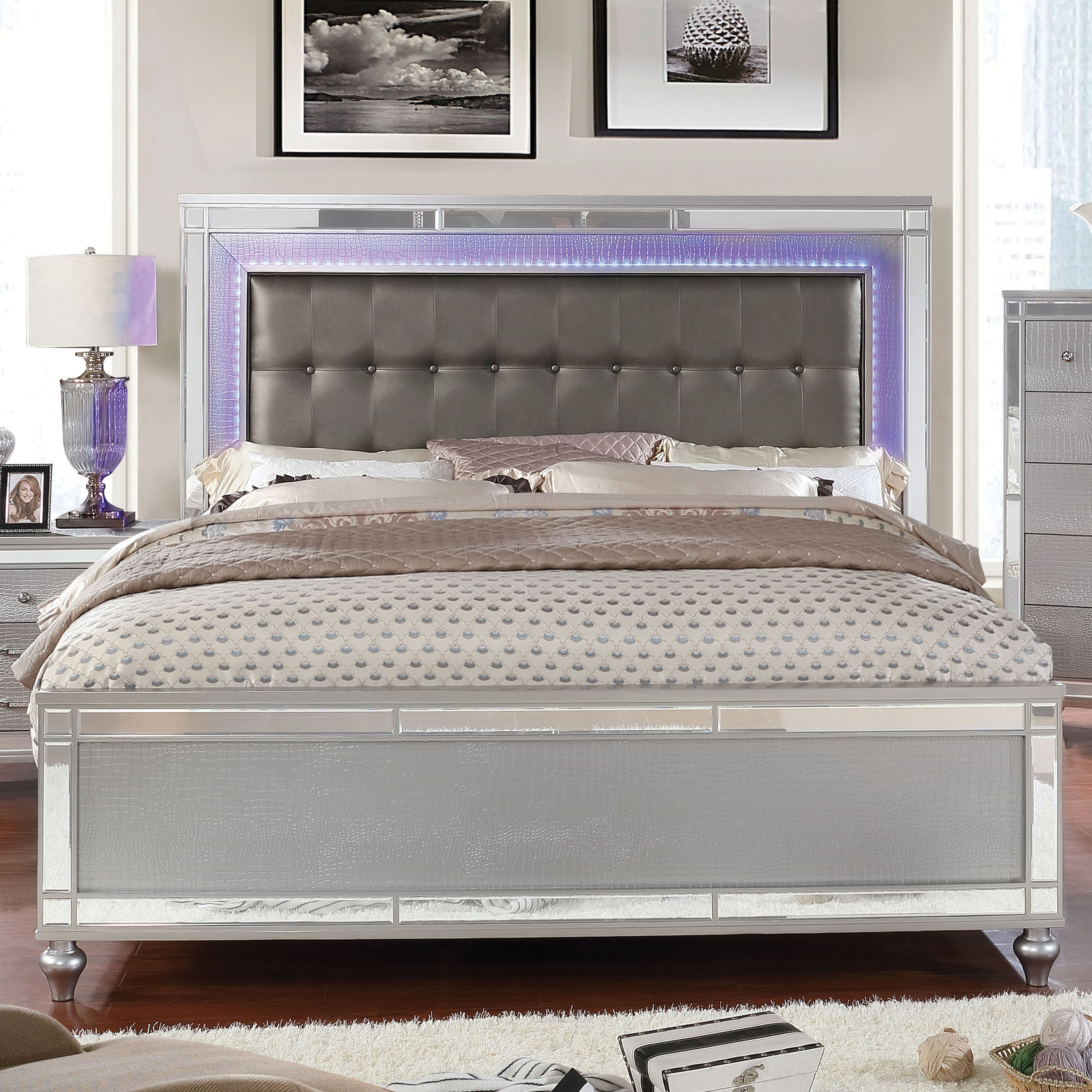 Petra Contemporary Tufted Bed With Led Trim By Foa