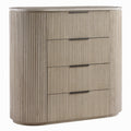 Dery Tall Dresser Chest 4 Ribbed Front Drawers Light Oak Brown Wood