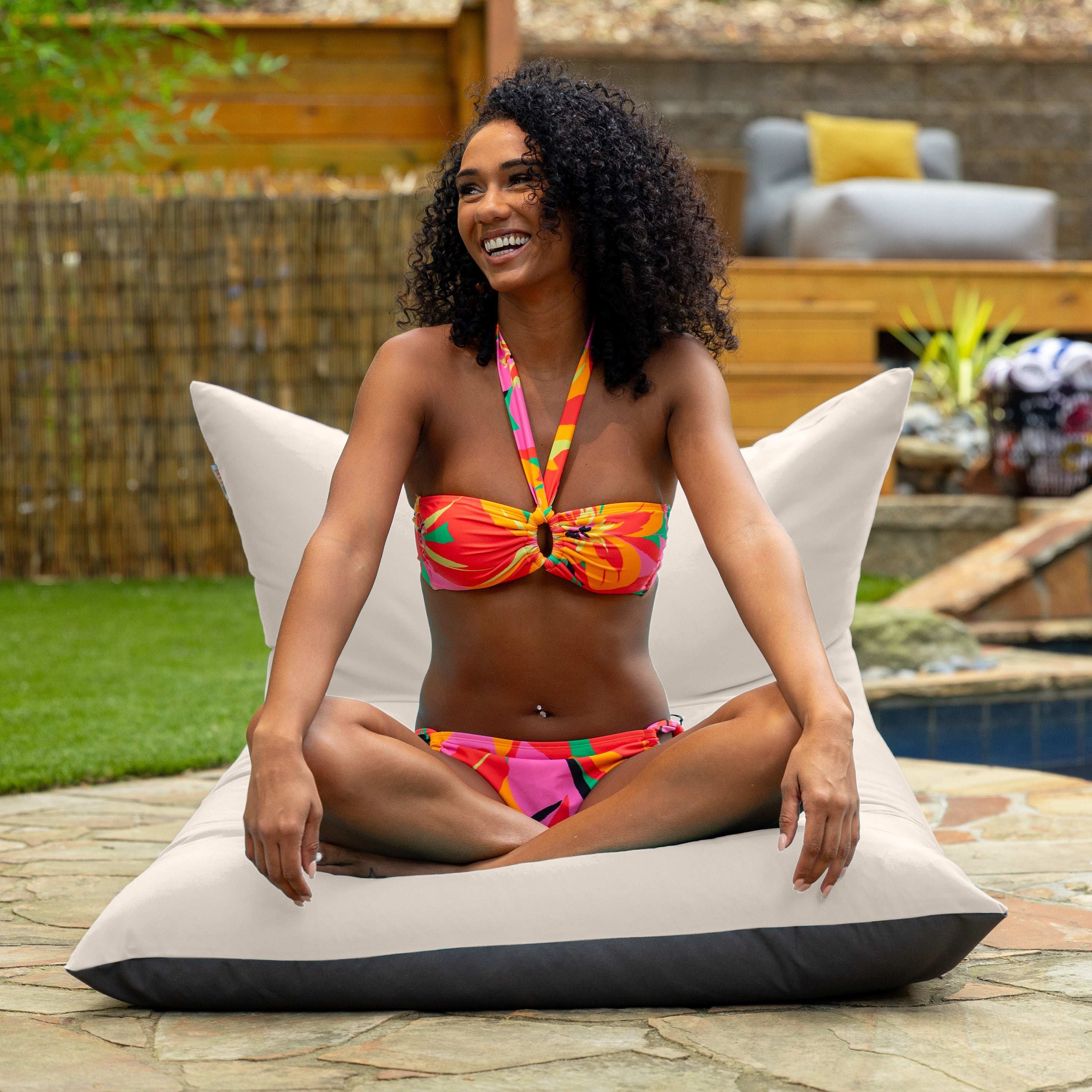 Havenside Home Deshi Sunbrella Patio Bean Bag Lounge Chair