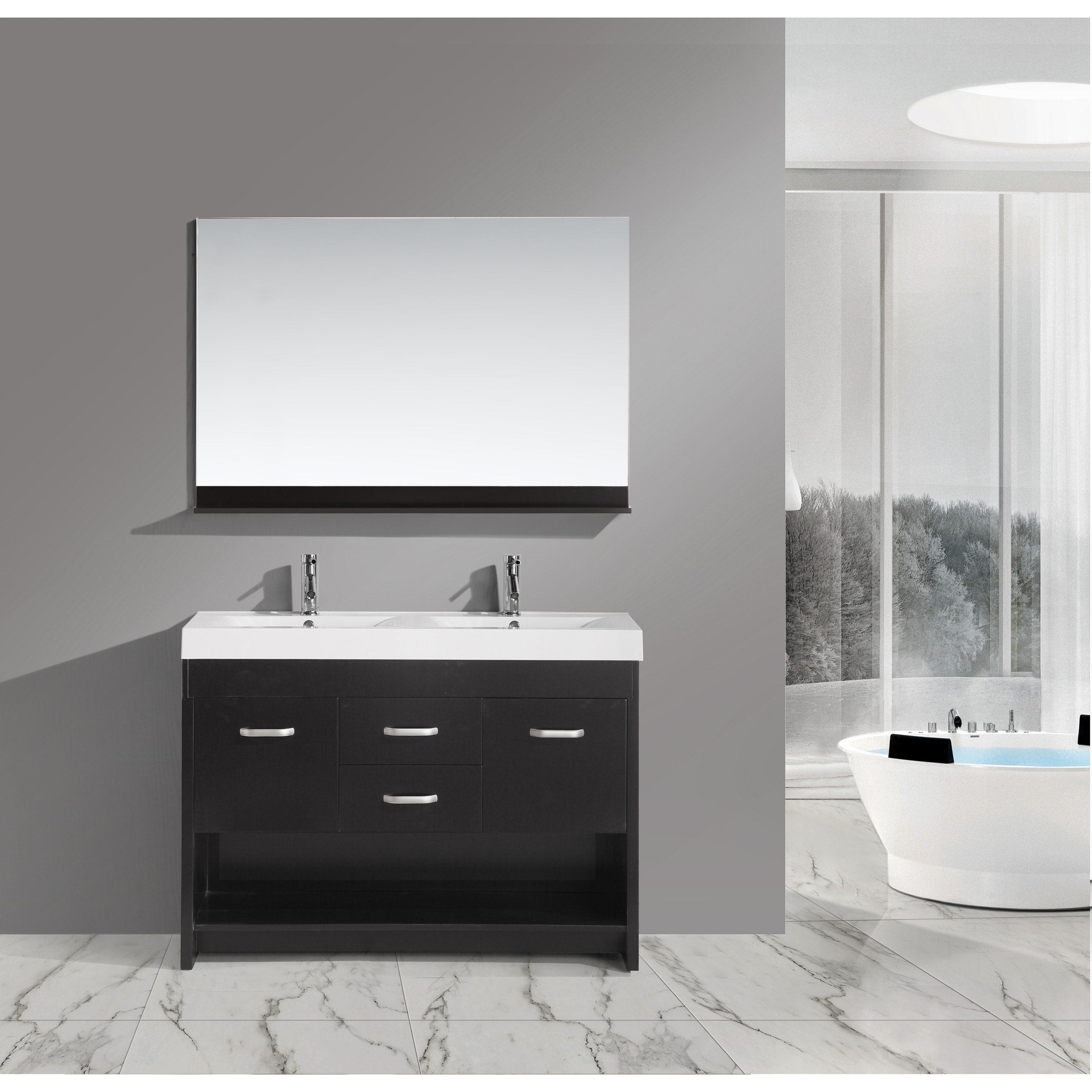 Design Element Citrius Espresso Double Sink Bathroom Vanity With Mirror