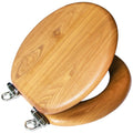 Design House Round Wooden Toilet Seat With Closed Front And Metal Honey Oak