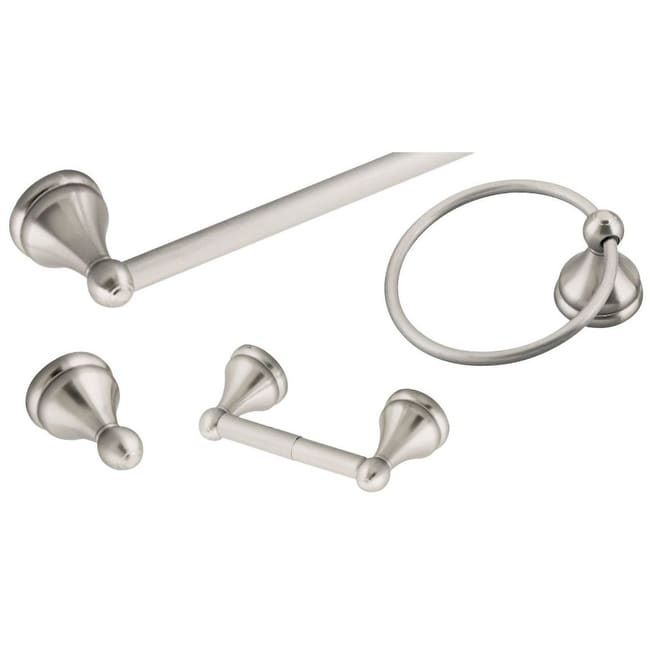 Design House Bathroom Accessory Set With 24 Towel Bar Towel Ring Satin Nickel