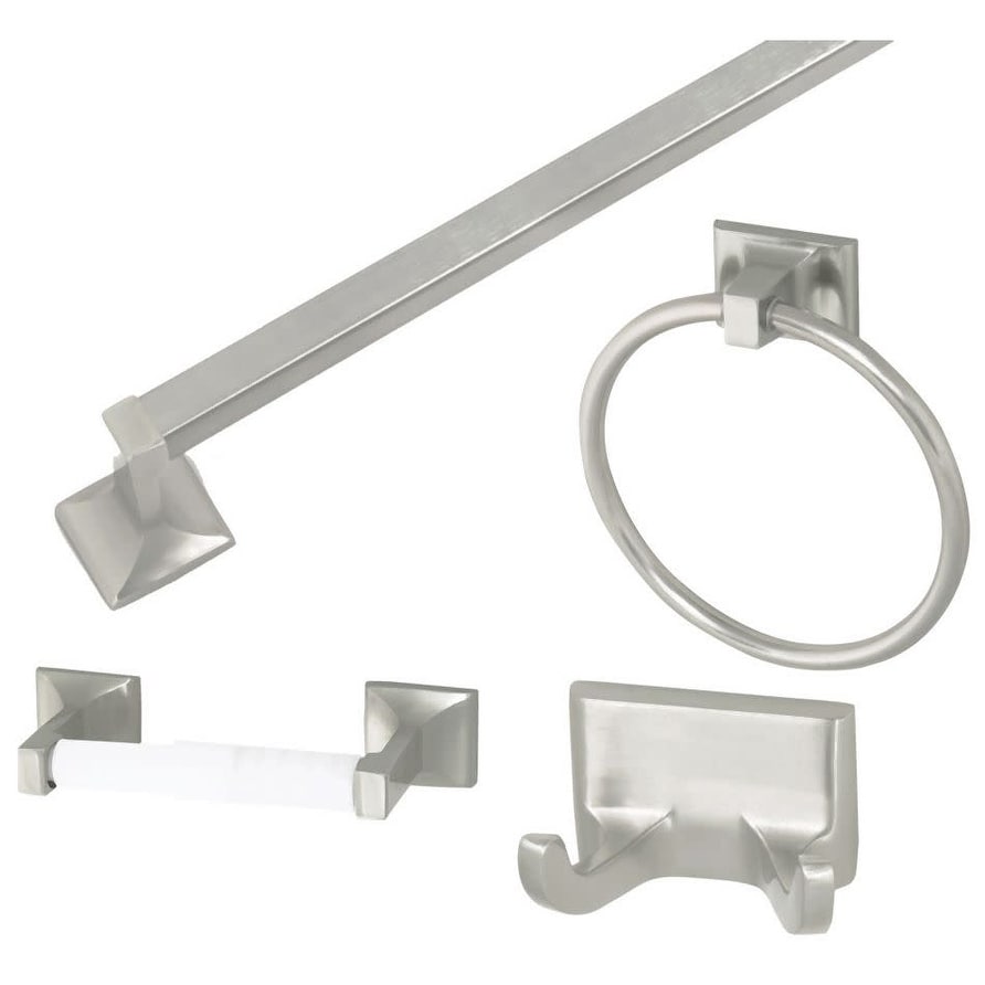 Design House 534644 Bathroom Accessory Set With 24 Towel Bar Towel Satin Nickel