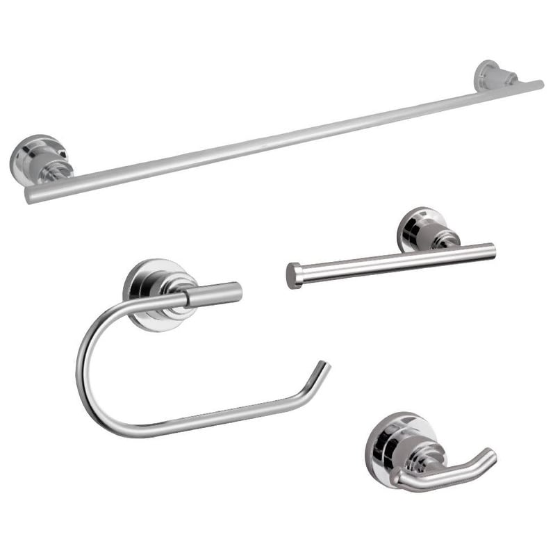 Design House 188664 Geneva Bathroom Accessory Set With 24 Center To Center Towel Bar Towel Ring Toilet Paper Holder And