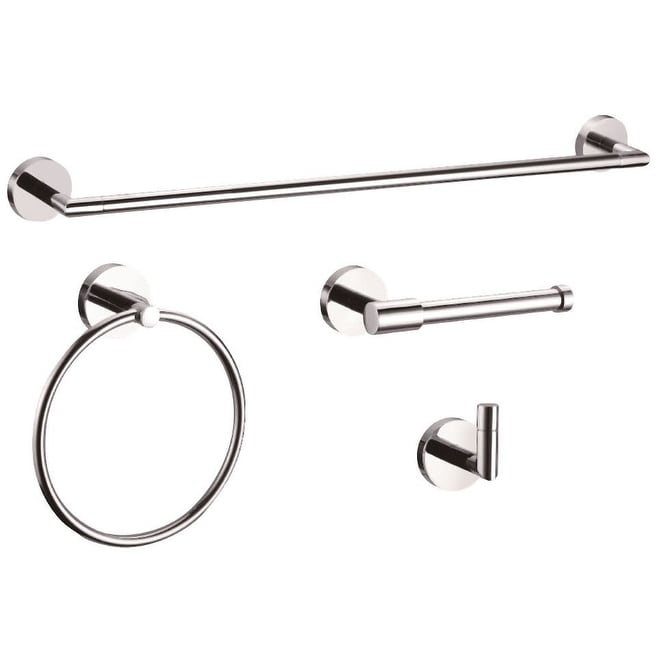 Design House 188714 Graz Bathroom Accessory Set With 24 Center To Center Towel Bar Towel Ring Toilet Paper Holder And Robe