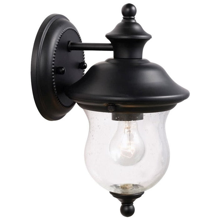 Design House 502906 Highland 10 5 8 Tall 1 Light Outdoor Wall Sconce With Glass Shade Black N A